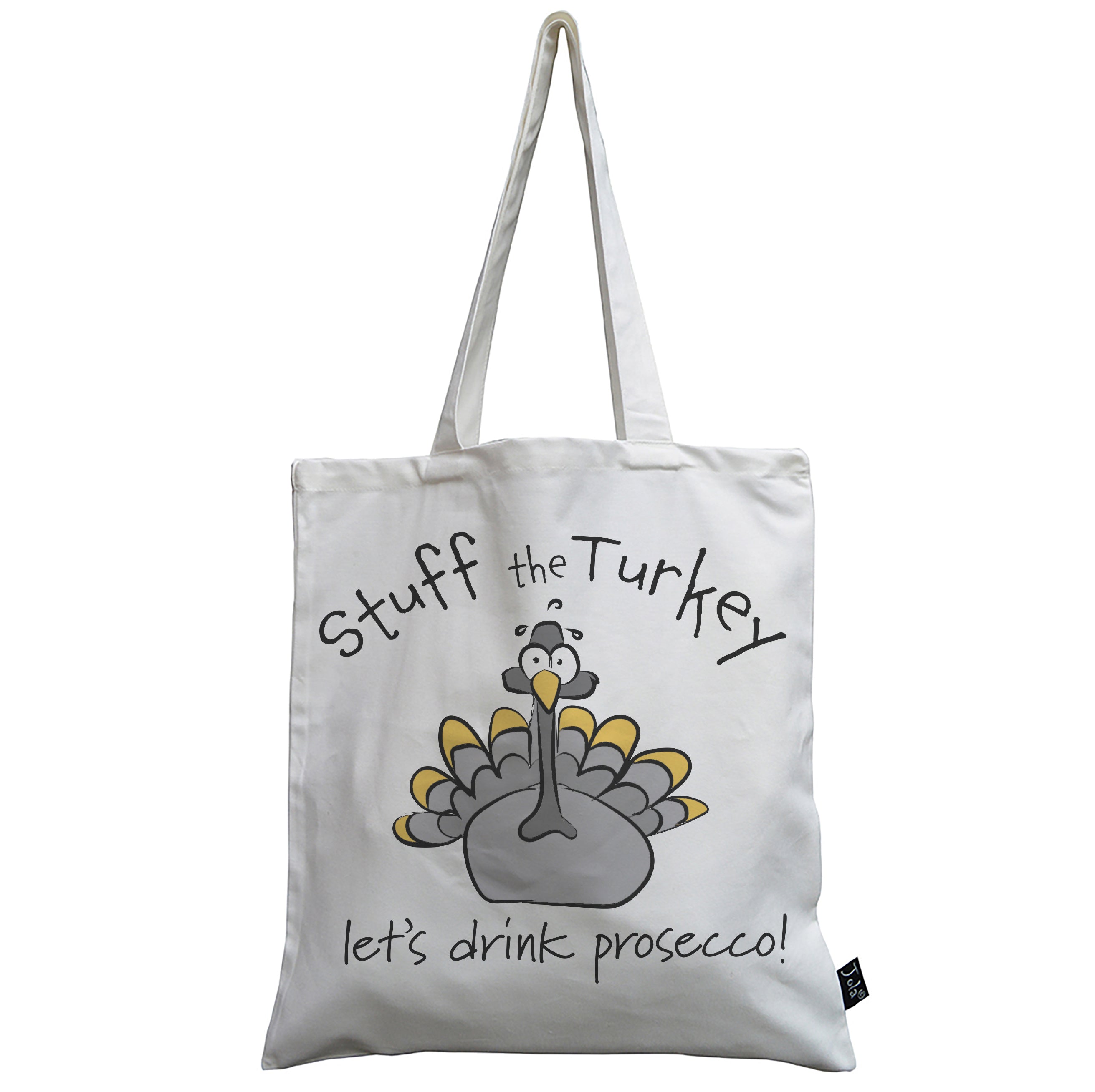 Christmas Turkey Prosecco canvas bag Jola Designs