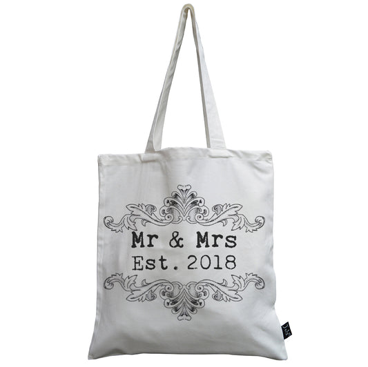 Vintage Mr & Mrs Est 2018 canvas bag