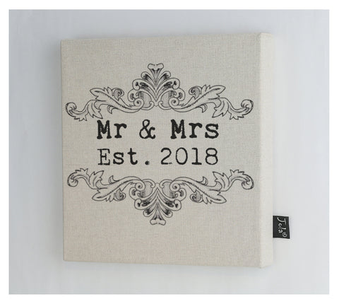 Vintage Scroll Wedding est 2022 canvas Frame