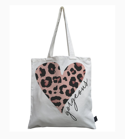 Gorgeous Leopard Heart canvas bag Pink