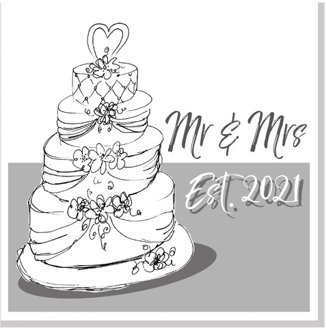 Wedding cake est 2021 square card