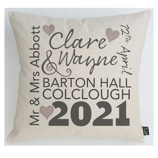 Personalised Wedding words cushion - Jola Designs