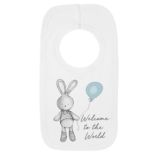 Welcome Bunny Balloon Baby Bib