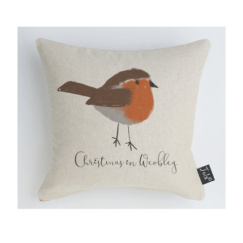 Personalised Robin Christmas cushion