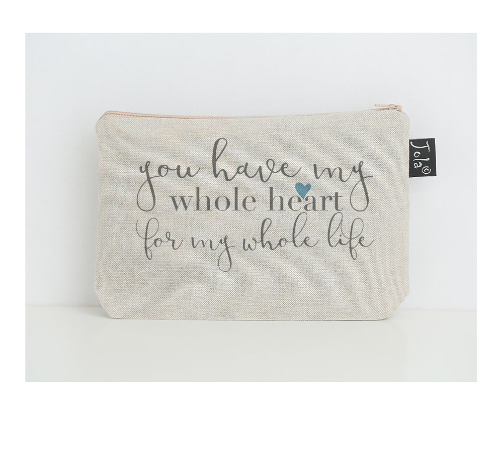 Whole Heart small make up bag blue heart