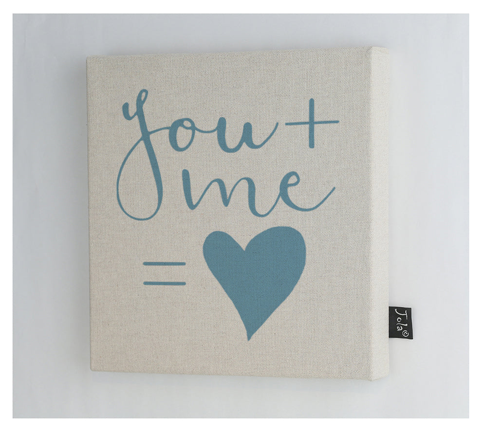 You and Me blue heart Canvas frame