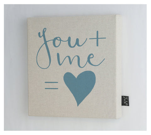 You and Me blue heart Canvas frame