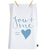 You and Me heart tea towel