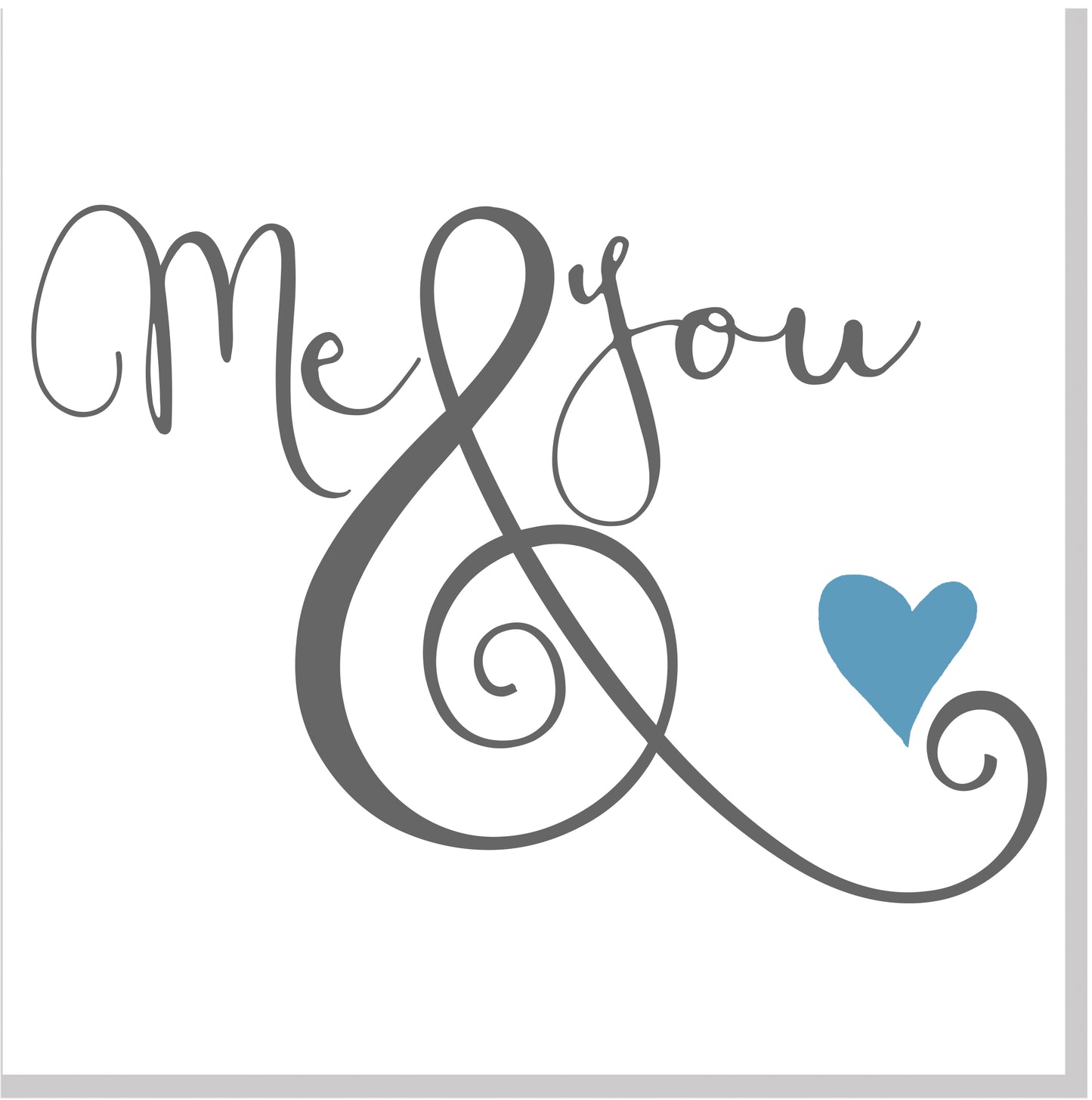 Me & You blue heart square card