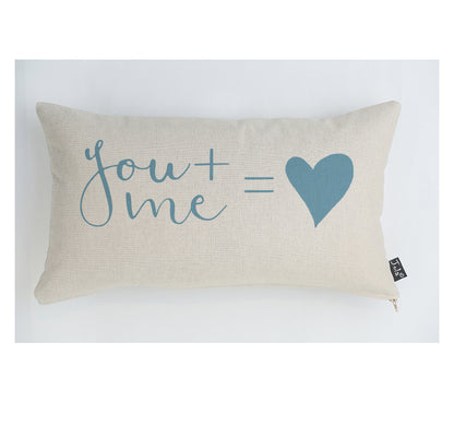 You + Me blue heart cushion
