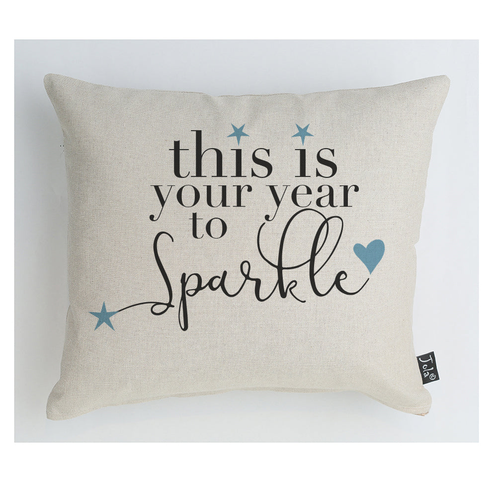 Your year to sparkle Cushion blue hearts