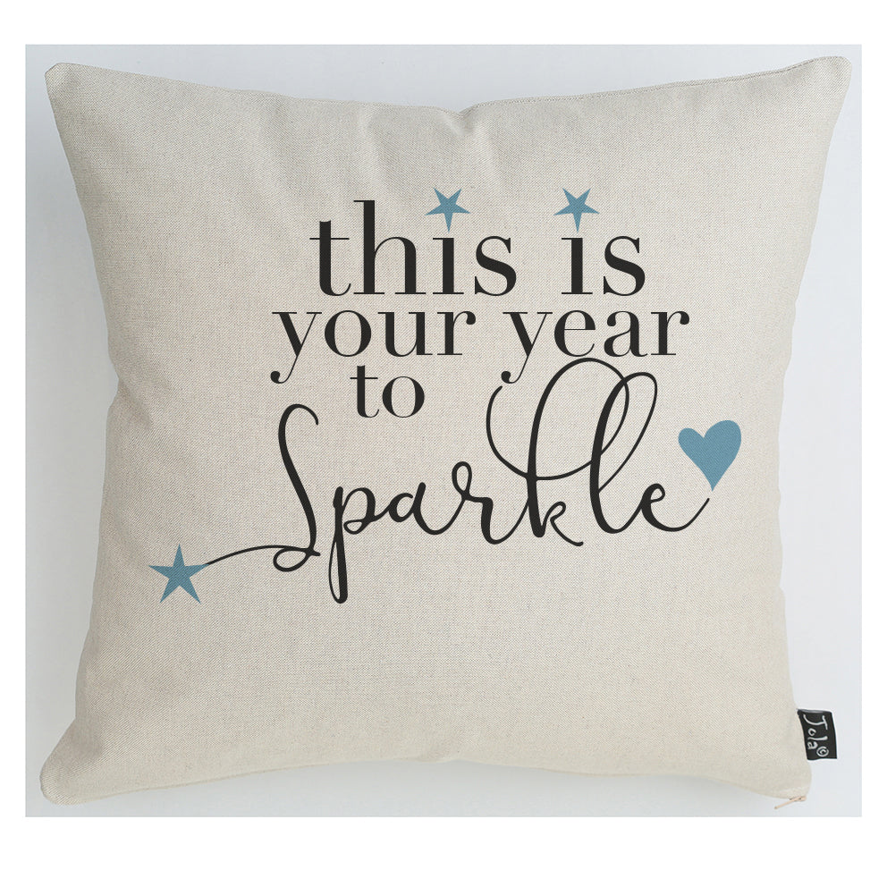 Your year to sparkle Cushion blue hearts
