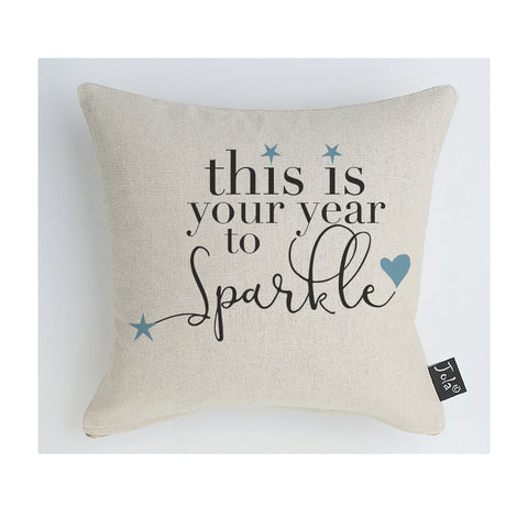 Your year to sparkle Cushion blue hearts