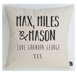 Personalised family names cushion