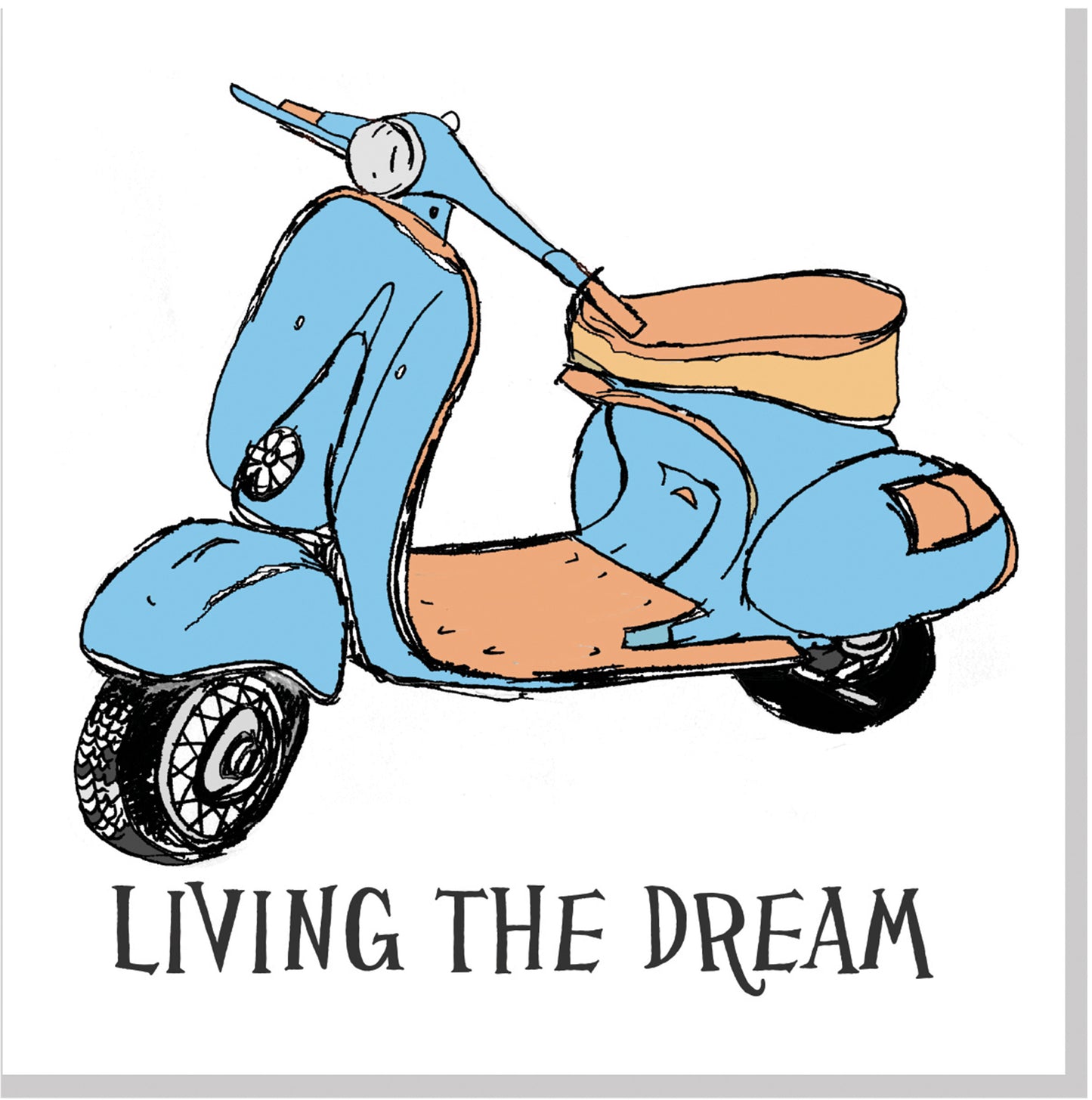 Living the dream retro scooter square card