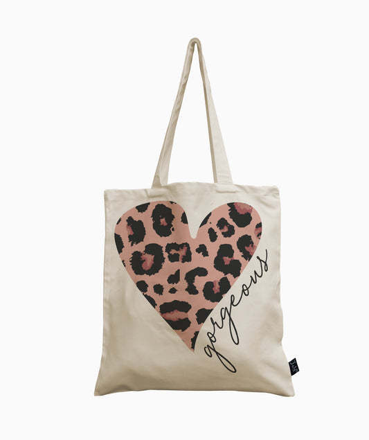 Gorgeous Leopard Heart canvas bag